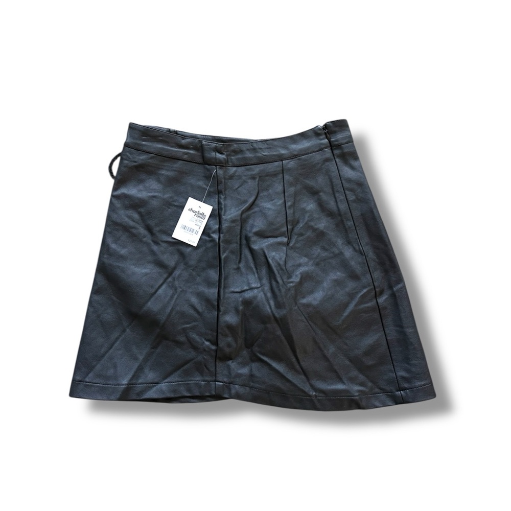 NWT Charlotte Russe Small Night Black Lace-Up Faux Leather Mini Skirt - Picture 4 of 7